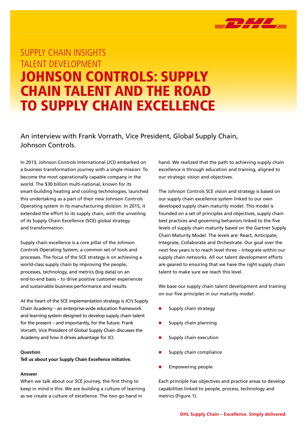 Article Q&A Johnson Controls’ journey to supply chain excellence